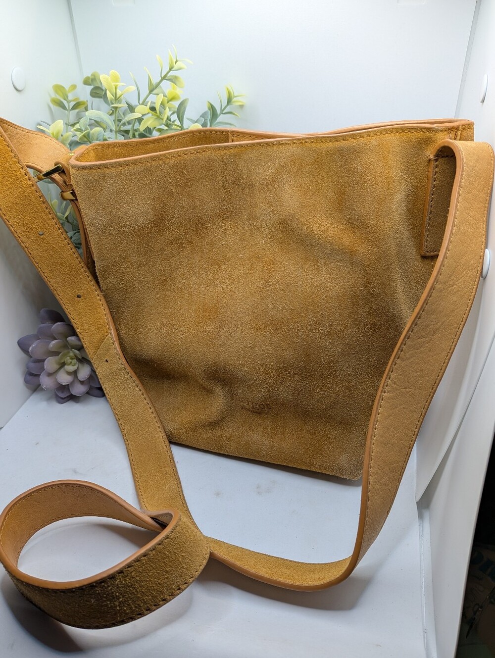 Margot Suede Crossbody Bag in Mustard Yellow